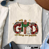 With God all things are possible sublimation design, png for sublimation, Christmas PNG, Christmas vibes PNG