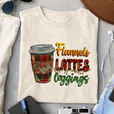 Flannels Lattes Leggings sublimation design, png for sublimation, Christmas PNG, Gnomes Christmas PNG