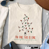 I'm Fine This is Fine Everything is Fine design, png for sublimation, Christmas PNG, Christmas lights PNG