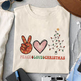 Peace Love Christmas design, png for sublimation, Christmas PNG, Christmas lights PNG