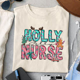 Holly Jolly Nurse sublimation design, png for sublimation, Nurse PNG, Nurse Christmas PNG