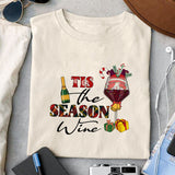 Tis the season wine sublimation design, png for sublimation, Christmas PNG, Christmas wine PNG