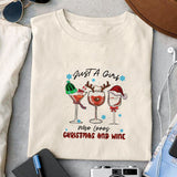 Just a girl who loves Christmas and wine sublimation design, png for sublimation, Christmas PNG, Christmas wine PNG