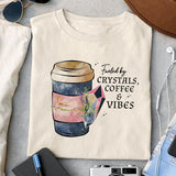 Fueled by crystals, coffee & good vibes sublimation design, png for sublimation, Halloween characters, Crystal witch, Spooky design