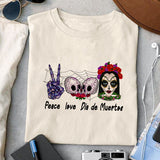 Peace love Dia de Muertos sublimation