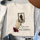 Just a girl who loves halloween sublimation design, png for sublimation, Gothic halloween design, Halloween styles