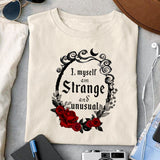 I, myself am strange and unusual sublimation design, png for sublimation, Gothic halloween design, Halloween styles