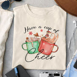 Have a cup of cheer sublimation design, png for sublimation, Hippe Christmas PNG, retro vibes PNG