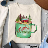 Merry Camper sublimation design, png for sublimation, Hippe Christmas PNG, retro vibes PNG