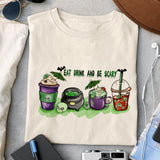 Eat drink and be scary sublimation design, png for sublimation, Retro Halloween design, Halloween styles