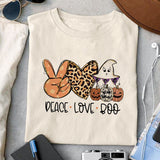 Peace Love Boo sublimation design, png for sublimation, Retro Halloween design, Halloween styles