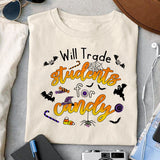 Will Trade Students for Candy sublimation design, png for sublimation, Retro Halloween design, Halloween styles