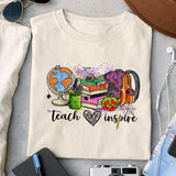Teach love inspire sublimation design, png for sublimation, Retro Halloween design, Halloween styles