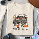 Forget candy Just go camping sublimation design, png for sublimation, Retro Halloween design, Halloween styles