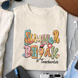 Summer Break #teacherlife sublimation design, png for sublimation design, summer teacher design, Off-duty sublimation