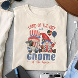 Land of the free and GNOME of the brave sublimation design, png for sublimation, 4th Of July Png, Independence Day vibes PNG