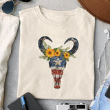 Skull bull 4th of july sublimation design, png for sublimation, 4th Of July Png, Independence Day vibes PNG