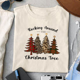 Rocking Around The Christmas Tree sublimation design, png for sublimation, Christmas PNG, Leopard Christmas PNG