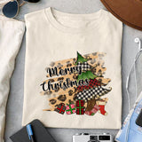 Merry Christmas sublimation design, png for sublimation, Christmas PNG, Leopard Christmas PNG