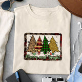 Merry and bright sublimation design, png for sublimation, Christmas PNG, Leopard Christmas PNG