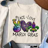 Peace Love Mardi Gras sublimation design, png for sublimation, MardiGras day png, Event vibes PNG