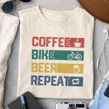 Coffee Bike beer repeat sublimation design, png for sublimation, Hobbies png, Mountain biking png, Hiking png