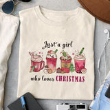 Just a girl who loves christmas sublimation design, png for sublimation, Christmas PNG, Retro pink christmas PNG
