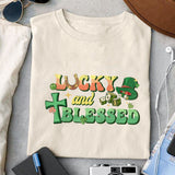 Lucky & blessed sublimation design, png for sublimation, Patrick's day PNG, Holiday PNG, Ireland's Independence day PNG
