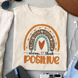 Always think positive sublimation design, png for sublimation, Rainbow PNG, Pastel rainbow PNG, Boho rainbow PNG