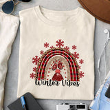 Winter vibes sublimation design, png for sublimation, Rainbow PNG, Christmas rainbow PNG