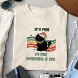 It's Fine I'm fine everything is fine sublimation design, png for sublimation, Christmas PNG,  Christmas Cat PNG