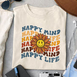 Happy Mind Happy Life Sublimation design, png for sublimation, Retro design, Inspiration quotes png