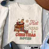 Hot cocoa & christmas movies sublimation design, png for sublimation, Christmas PNG, Retro GingerBread PNG