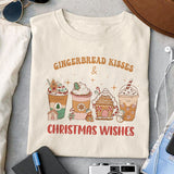 Gingerbread kisses & christmas wishes sublimation design, png for sublimation, Christmas PNG, Retro GingerBread PNG