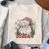 Believe sublimation design, png for sublimation, Christmas PNG, Retro pink christmas PNG