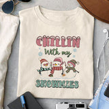 Chillin with my Snowmies sublimation design, png for sublimation, Christmas PNG, Retro pink christmas PNG