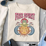Free spirit sublimation design, png for sublimation, Retro celestial PNG, Retro vibe PNG