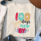 100 days flew by Sublimation design, png for sublimation, Retro School design, School life PNG