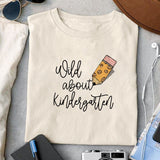 Wild about kindergarten sublimation design, png for sublimation, Retro School design, School life PNG