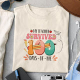 My Teacher Survived 100 Days Of Me sublimation design, png for sublimation, Retro School design, 100 days of school PNG
