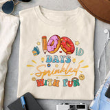 100 days sprinkled with fun sublimation design, png for sublimation, Retro School design, 100 days of school PNG