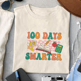 100 days smarter sublimation design, png for sublimation, Retro School design, 100 days of school PNG