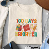 100 Days Brighter sublimation design, png for sublimation, Retro School design, 100 days of school PNG