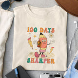 100 Days Sharper sublimation design, png for sublimation, Retro School design, 100 days of school PNG