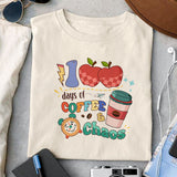 100 days of coffee & chaos sublimation design, png for sublimation, Retro School design, 100 days of school PNG