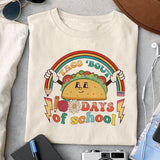 Taco 'Bout 100 days of school sublimation design, png for sublimation, Retro School design, 100 days of school PNG