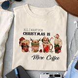 All I want for christmas is more coffee sublimation design, png for sublimation, Christmas Vintage PNG, Santa PNG