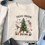 Dead Inside but Festive AF sublimation design, png for sublimation, Christmas PNG, Christmas Skeleton PNG