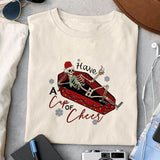 Have a cup of cheer sublimation design, png for sublimation, Christmas PNG, Christmas Skeleton PNG