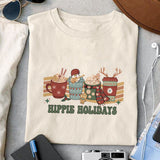 Hippie Holidays sublimation design, png for sublimation, Hippe Christmas PNG, retro vibes PNG